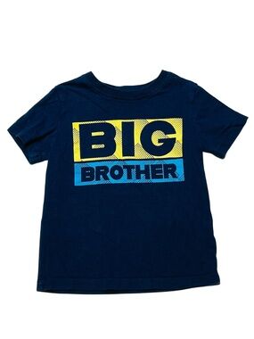 Carter's Navy Blue‎ 'BIG BROTHER' Tee with Yellow & Light Blue Blocks
